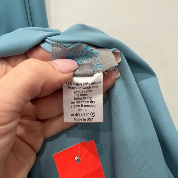 Maria Pinto 2023S Blue Boat Neck Hot Time In The City Drape Mini Dress size XS - Picture 7 of 7